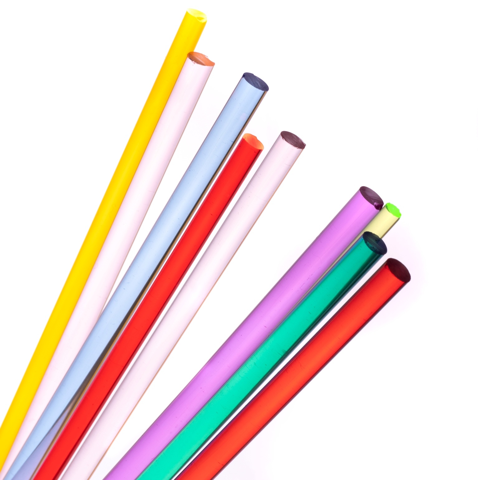Acrylaat rond staf fluor geel 1000x20mm