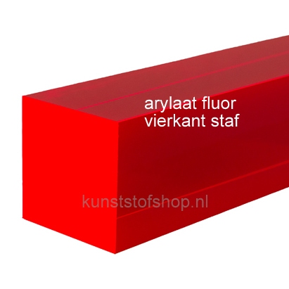 Acrylaat vierkant staf fluor rood 1000x40x40mm
